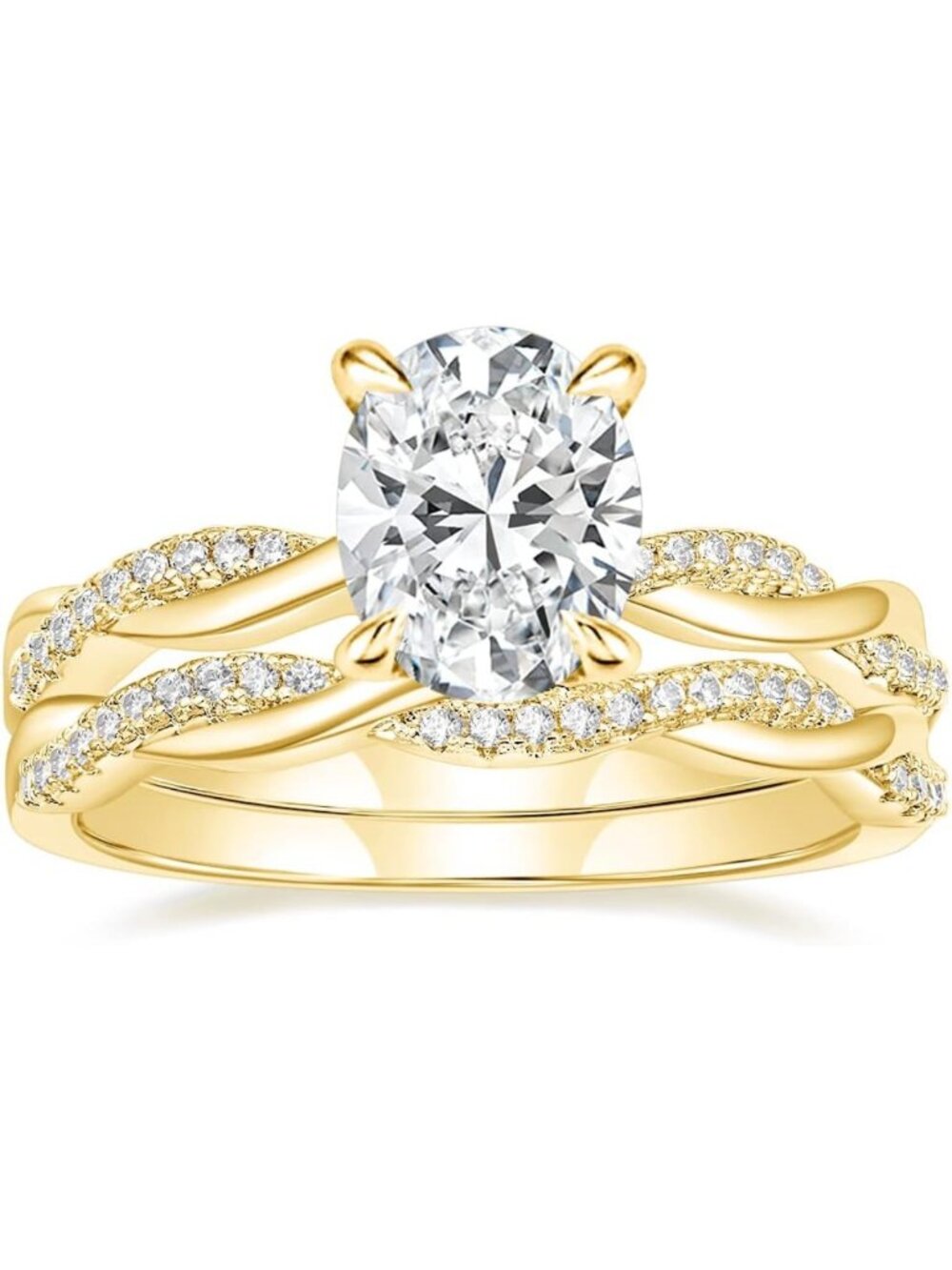 Stunning 3ct Oval Cut CZ Engagement Ring Set for Women - Bridal Wedding Jewelry